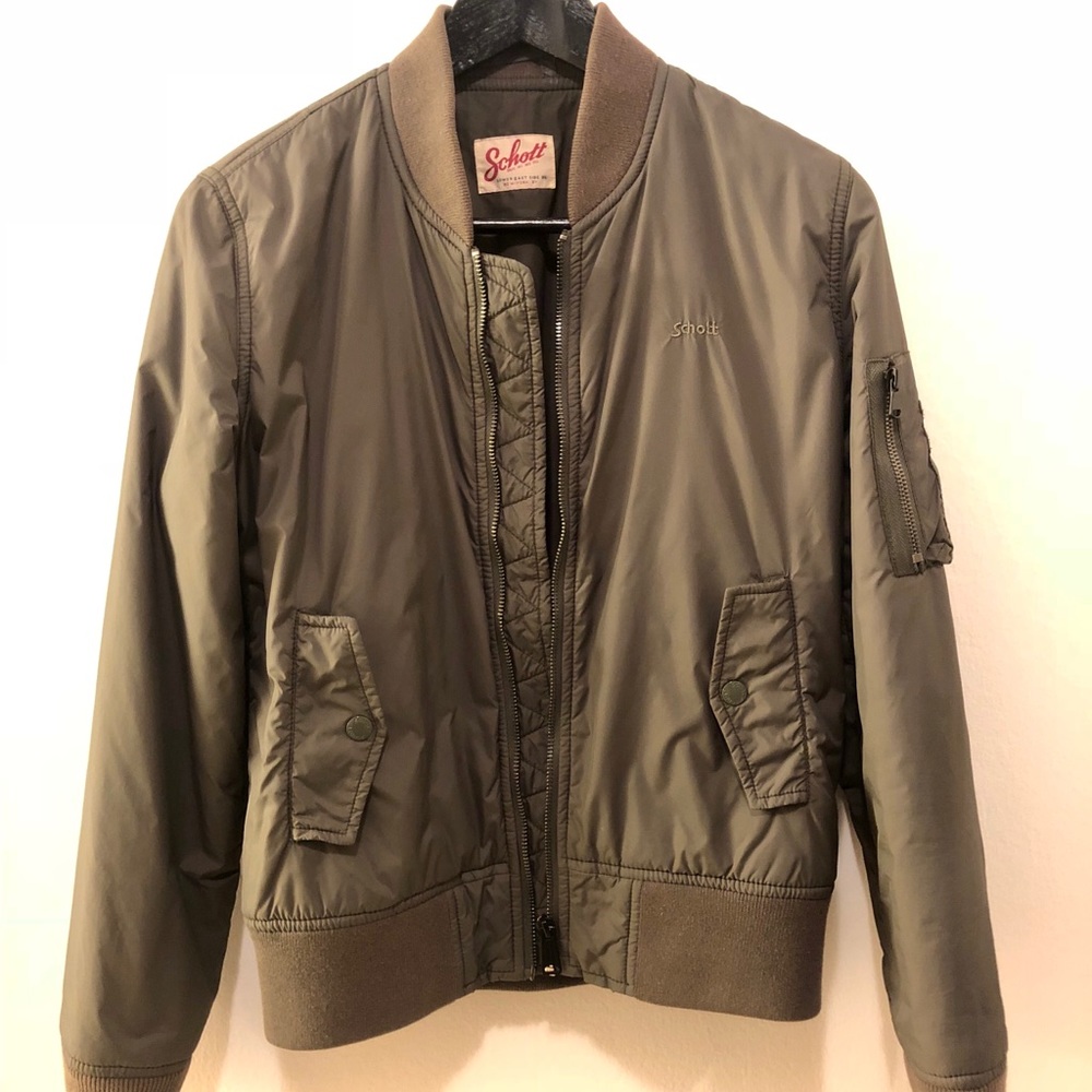 Schott NYC Bomber Jacket Size S & Sage/Dark Green